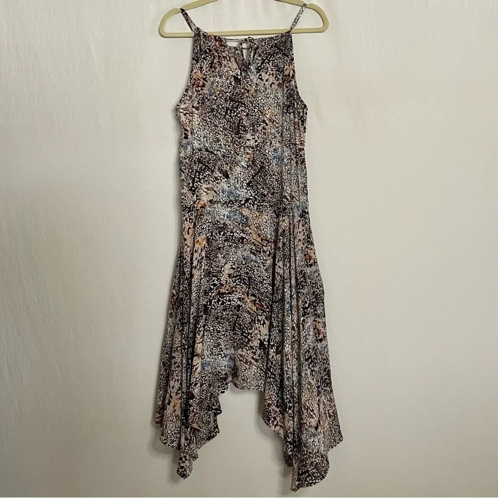 DKNY Boho Printed Midi Dress Artsy Handkerchief Hemline - Picture 9 of 15